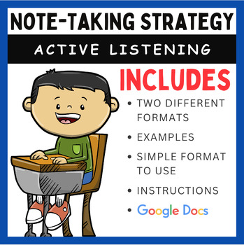 Preview of Active Listening Note-Taking Strategy (Google Docs & PDF)