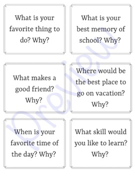 Active Listening Practice - Question Cards & Student Self-Assessment Rubric