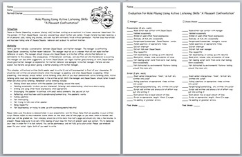 Preview of Active Listening- Role Playing/Skit Writing Activity- "A Pleasant Confrontation"