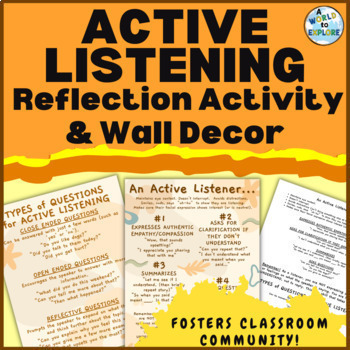 Preview of Active Listening Social Emotional Learning Activity for Classroom Community