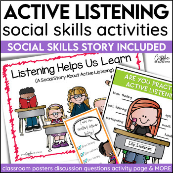 Preview of Active Listening Whole Body Listening Social Story Skills Posters & Activities