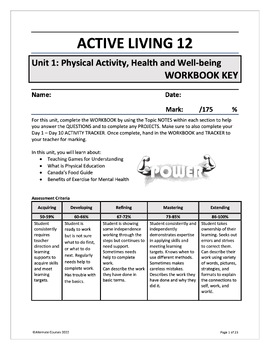 Preview of Active Living 12 Unit 1: Physical Health & Well-being BUNDLE (EDITABLE)