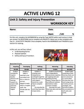 Preview of Active Living 12 Unit 2: Safety and Injury Prevention BUNDLE (EDITABLE)