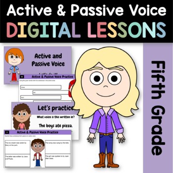 Preview of Active & Passive Voice Eighth Grade Interactive Google Slides | Grammar Skills