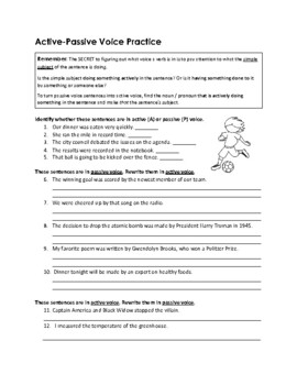 Preview of Active-Passive Voice Practice Worksheet
