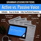 Active & Passive Voice Unit: Grammar Lesson, Quiz, Test, & More