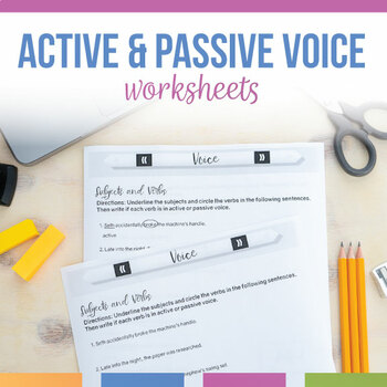 Preview of Active & Passive Voice Worksheets | Verb Voice Worksheets