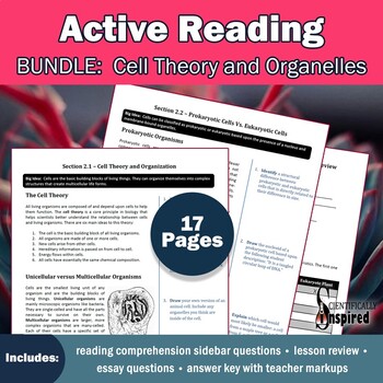 Preview of Active Reading BUNDLE: Cells and Organelles - Textbook Series (Ch2) w/ PDF form