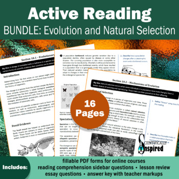 Preview of Evolution & Natural Selection Active Reading Passage BUNDLE | Biology (Ch10)