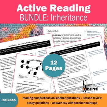 Preview of Active Reading BUNDLE: Genetic Inheritance - Textbook Series (Ch8) w/ PDF Form
