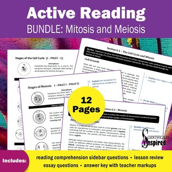 Preview of Active Reading BUNDLE: Mitosis and Meiosis - Textbook Series (Ch6) w/ PDF Forms