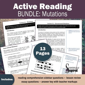 Preview of Active Reading BUNDLE: Genetic Mutations - Textbook Series (Ch9) w/ PDF Form