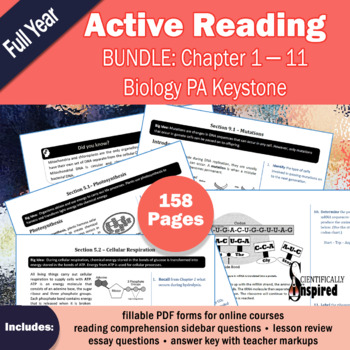 Preview of Biology Active Reading Comprehension Passages FULL YEAR | Engaging Learning