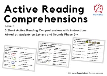 Preview of Active Reading Comprehensions - Level 1 - Letters and Sounds Phase 3 - 4
