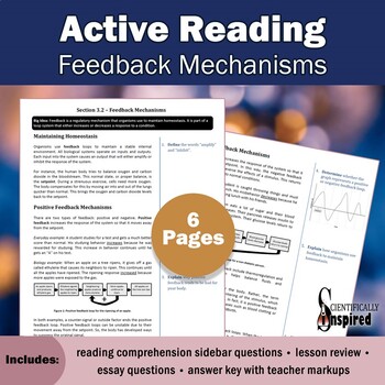 Preview of Active Reading: Feedback Mechanisms - Textbook Series (Ch3) w/ PDF Form