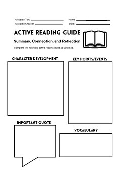 Preview of Active Reading Guide Template - Table