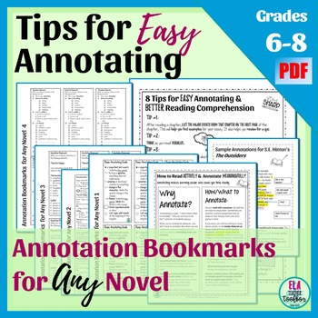 Annotation Key Bookmark / Book Annotating Supplies / Annotation Guide 