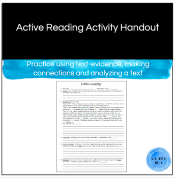 Preview of Active Reading / Independent Reading / Literature Circles Handout