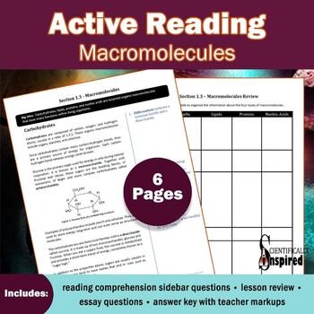Preview of Active Reading: Macromolecules - Textbook Series (Ch1) w/ PDF form