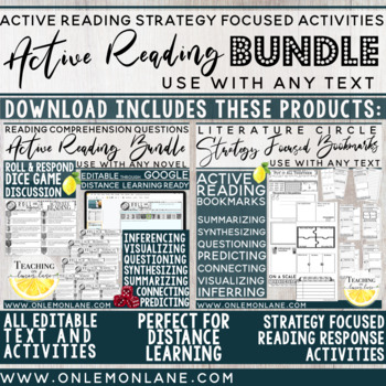 Preview of Active Reading Strategy BUNDLE Reading Response Pages + Roll & Respond Activity