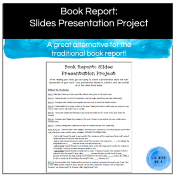 Preview of Book Report: Slides Presentation Project (Directions Handout)