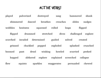 essay active verbs