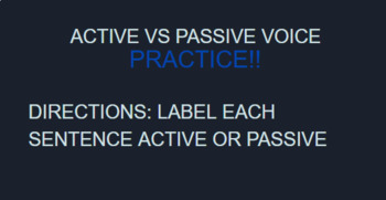 Preview of Active and Passive Voice Assessment 