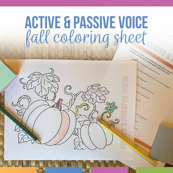 Preview of Active and Passive Voice Fall Coloring Sheet Autumn Grammar Activity