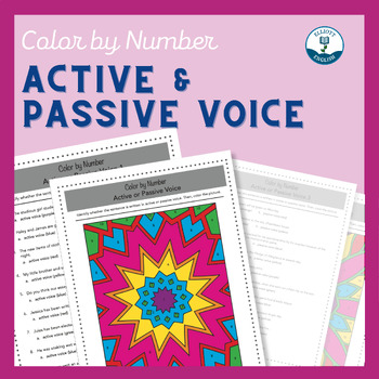 Preview of Active and Passive Voice Grammar Color by Number Worksheets