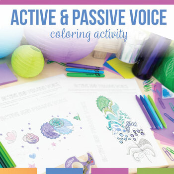 Preview of Active and Passive Voice Coloring Sheets | Verb Voice Coloring Activity