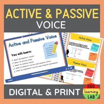 Preview of Active and Passive Voice Grammar Lesson and Activities [DIGITAL & PRINT]