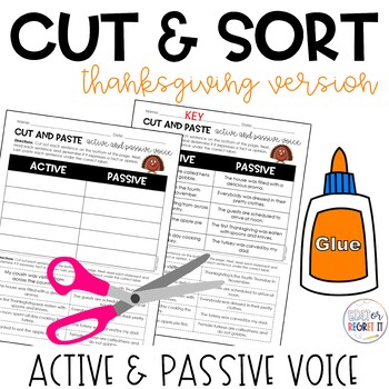 Preview of Active and Passive Voice Sorting Activity Thanksgiving Edition