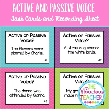 Preview of Active and Passive Voice Task Cards/ Scoot Activity