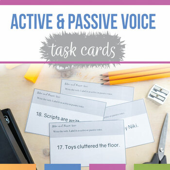 Preview of Active and Passive Voice Task Cards | Verb Voice Task Cards