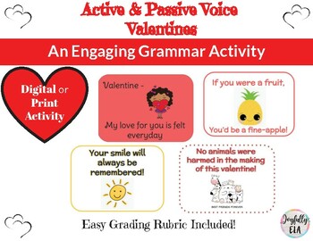 Preview of Active and Passive Voice Valentine's Day Cards