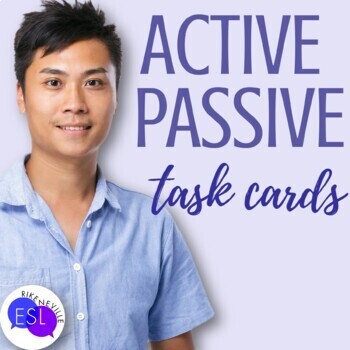Preview of Active and Passive Voice GRAMMAR TASK CARDS for Adult ESL