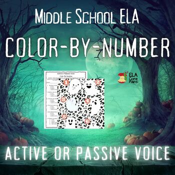 Preview of Active or Passive Voice Halloween Color by Number Activity