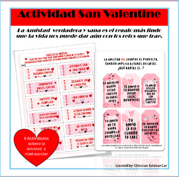 Preview of Actividad Amistad: San Valentine, Amistad, resolución asertiva de conflictos.