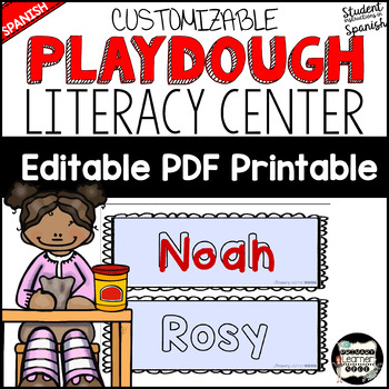Preview of Name Recognition with Playdoh Mats. Low Prep Literacy Center; Editable {Spanish}