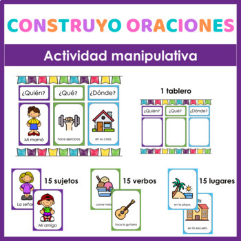Preview of Actividad para aprender a construir oraciones |Sentence Building in Spanish