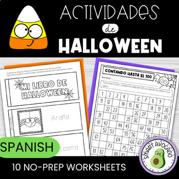 Preview of Actividades De Halloween  - 10 No-Prep Spanish Worksheets & Activities {Centers}