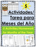 Actividades/Tarea para meses del año en español - Months o