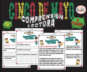 Preview of Actividades comprensión Lectora - Cinco de Mayo Reading Comprehension in Spanish