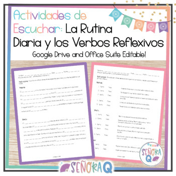 Preview of Spanish Daily Routine and Reflexive Verbs Listening Activities