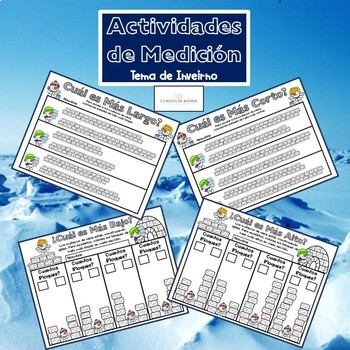Preview of Actividades de Medición Measurement Pre K Worksheets en Espanol Non Standard
