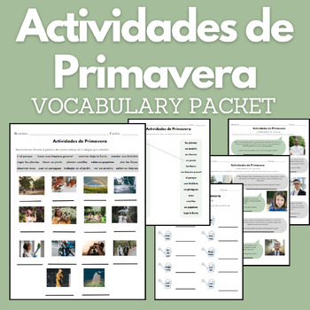 Preview of Actividades de Primavera Vocabulary Packet for Spanish Learners 