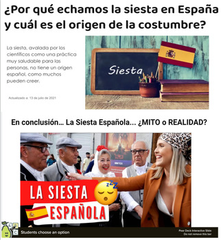 Preview of Actividades interactivas Pear Deck | La siesta en España | ¿Tradición o mito?