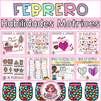 Preview of Actividades motricidad fina FEBRERO. February Fine Motor Valentine's Day Spanish