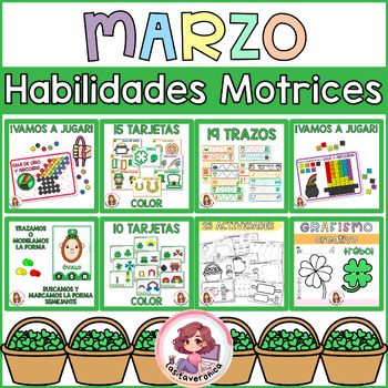 Preview of Actividades motricidad fina MARZO. San Patricio. March Fine Motor. Spanish