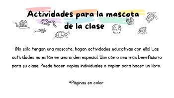 Preview of Actividades para la mascota de la clase Spanish (color & blanco y negro)